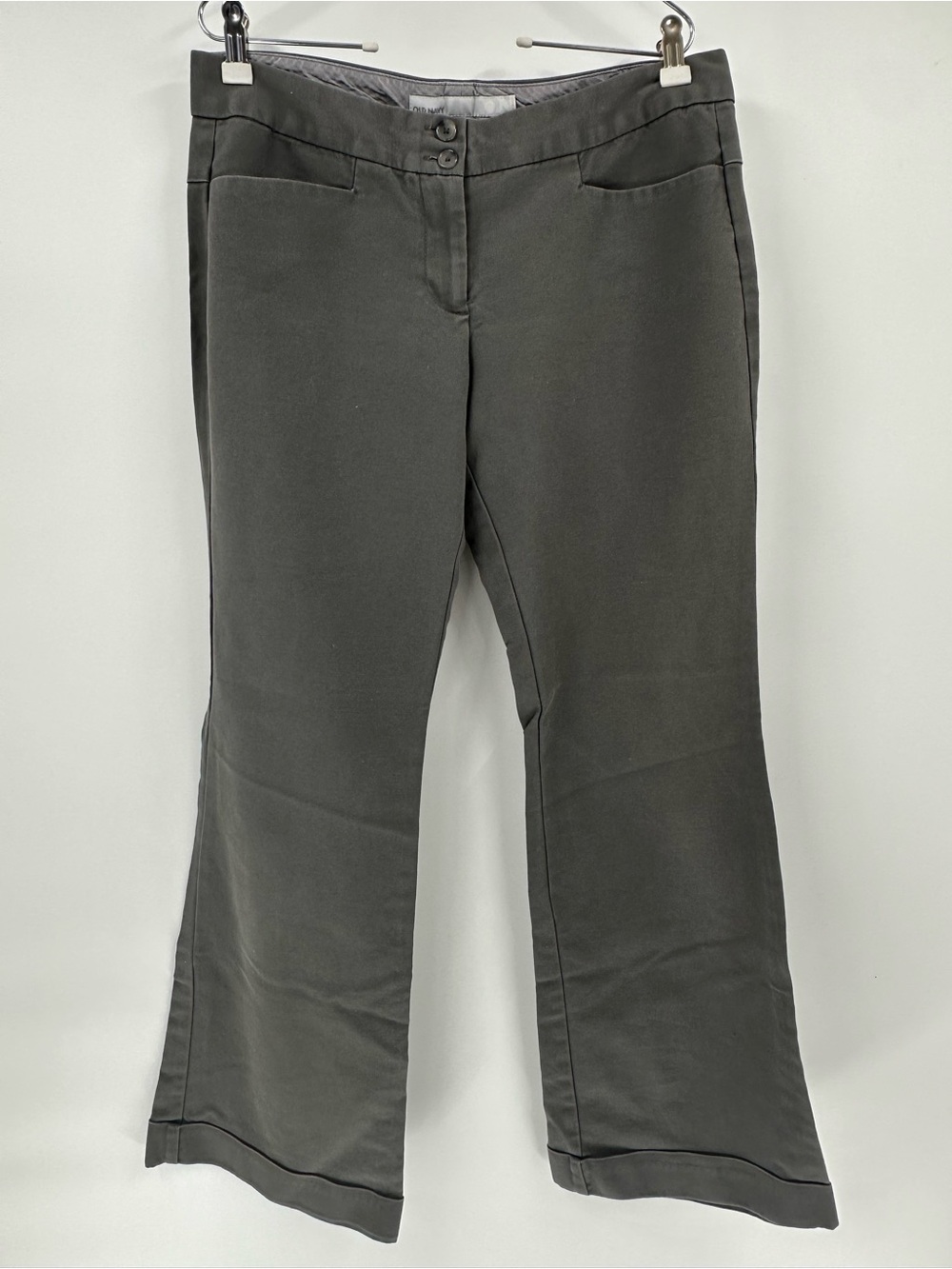 Old Navy green size 10, low rise, cotton spandex, cuffed flare pants